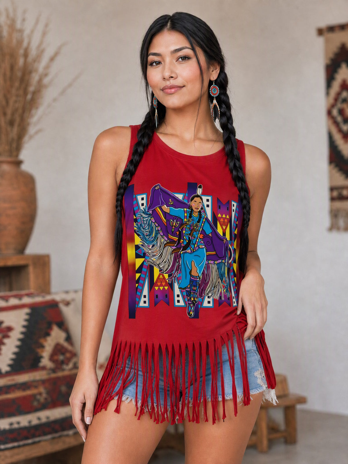 Size 1X Tank Top with Fringe Accent 02