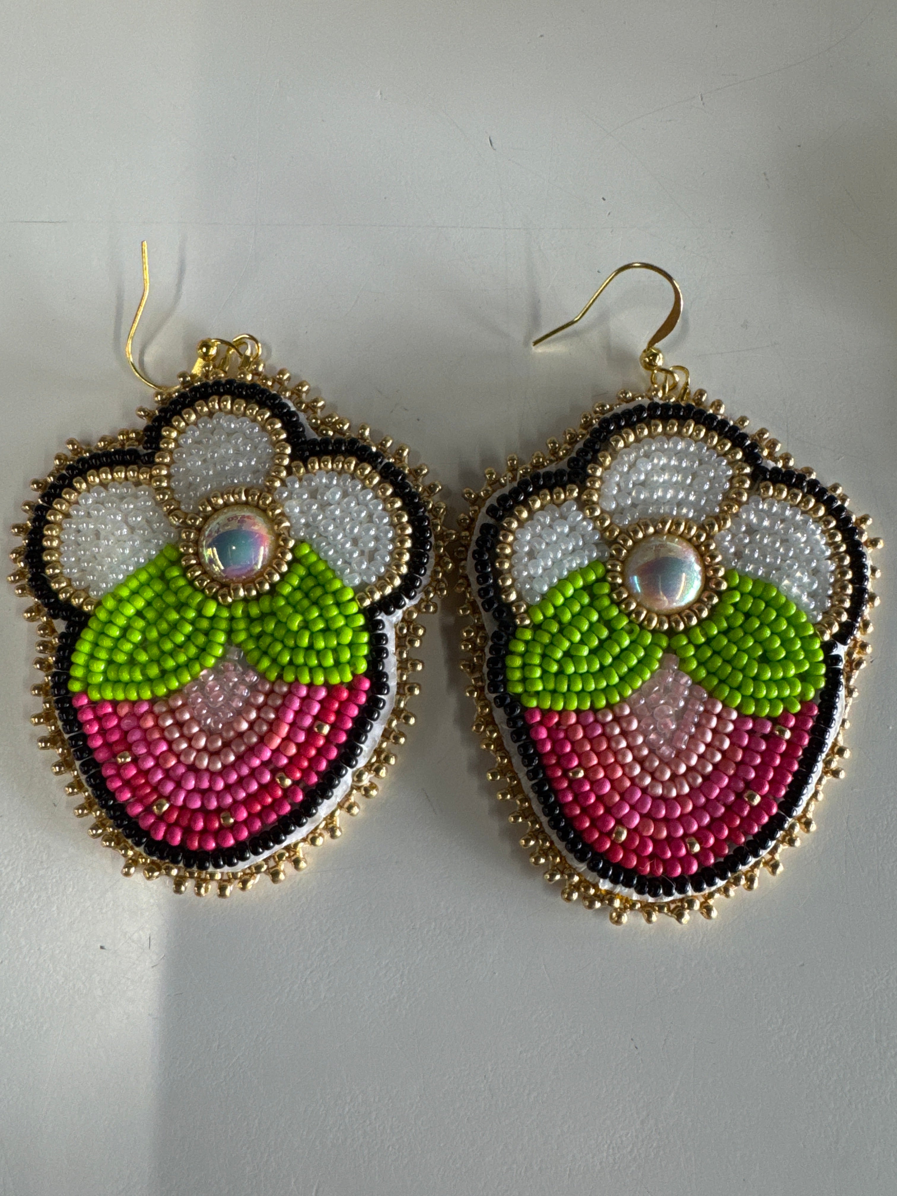 Meg Sheridan Strawberry Moose Hide Earrings