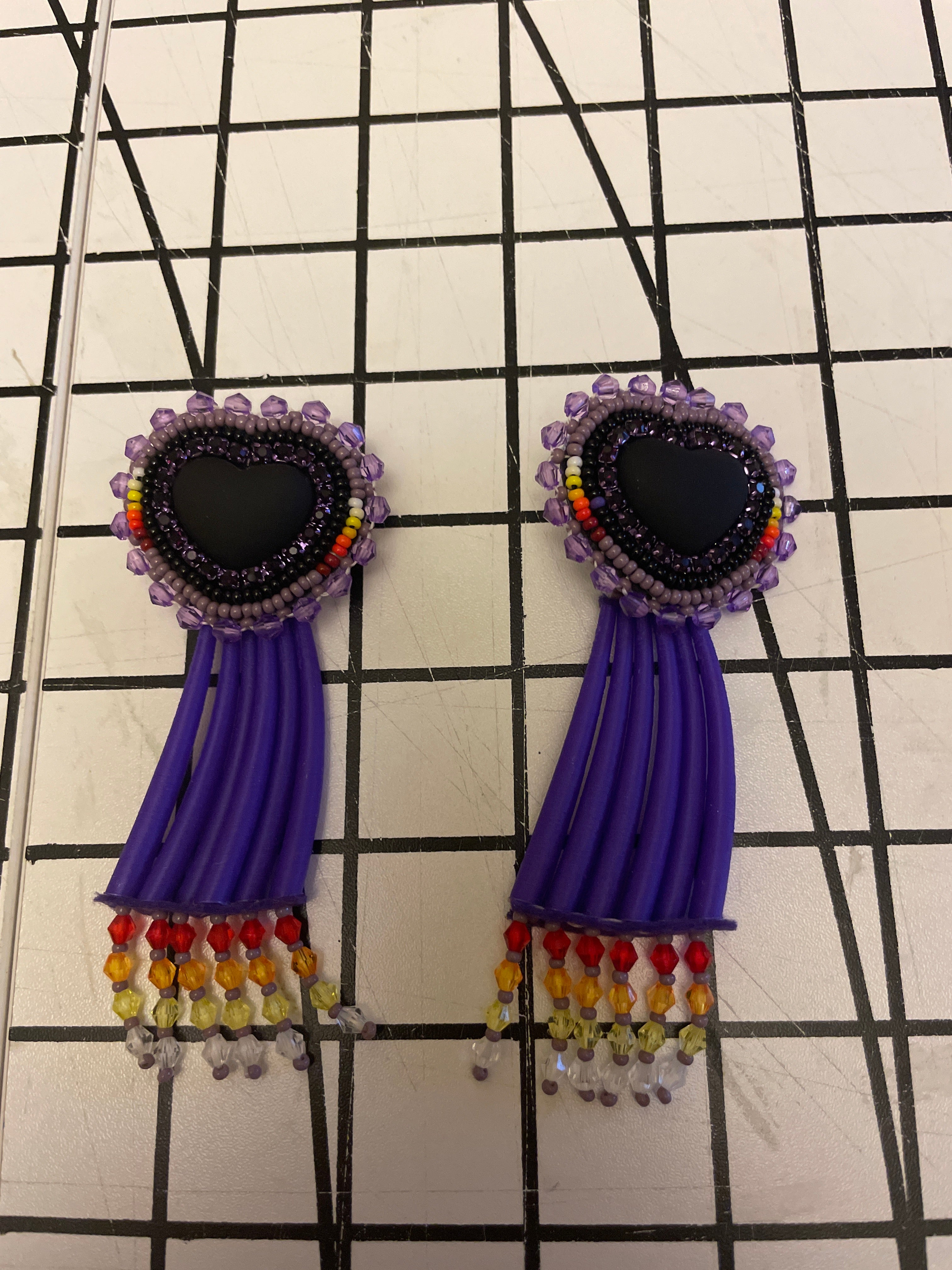 Sunny Poloz 2 in 1 Purple Fire Colour Dentalium Earrings