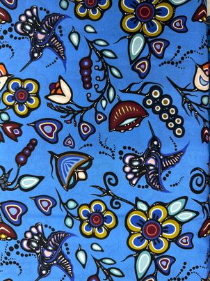 Jackie Traverse Ojibway Florals Cotton Sky 06