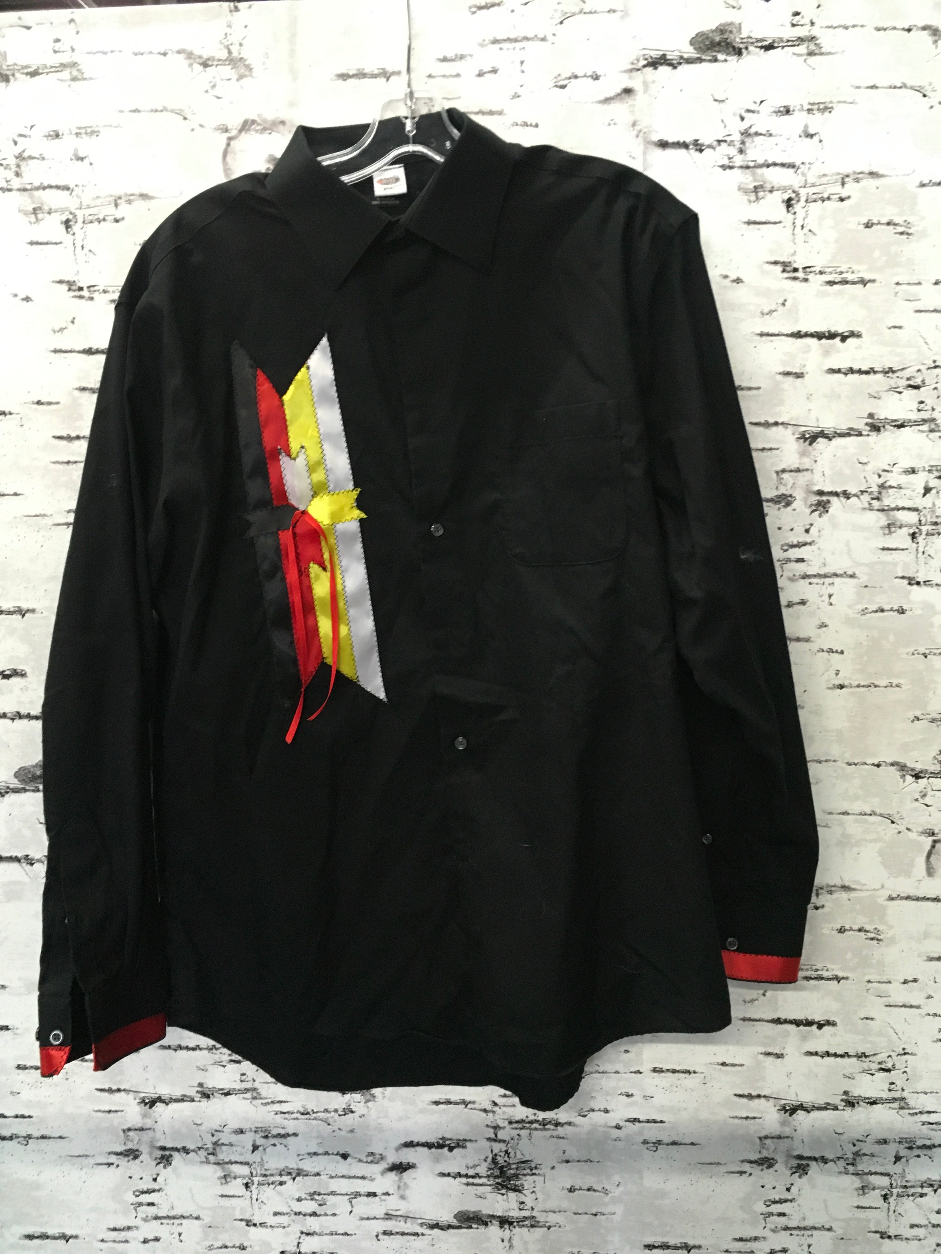 Jackie Lafferty Ribbon Shirt- Black Medicine Wheel