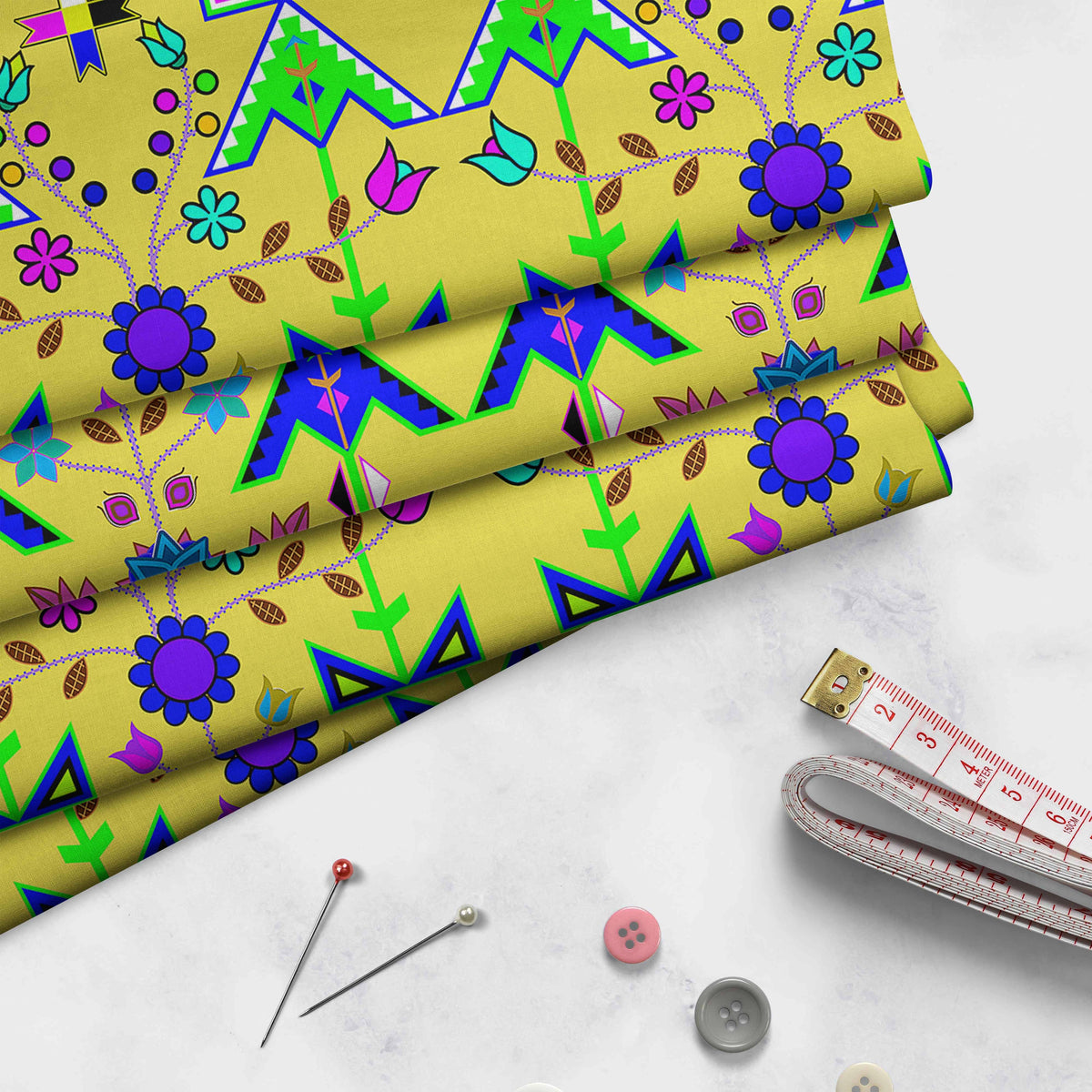 Itaopi Yellow Cotton Sateen Fabric By the Yard 49 Dzine