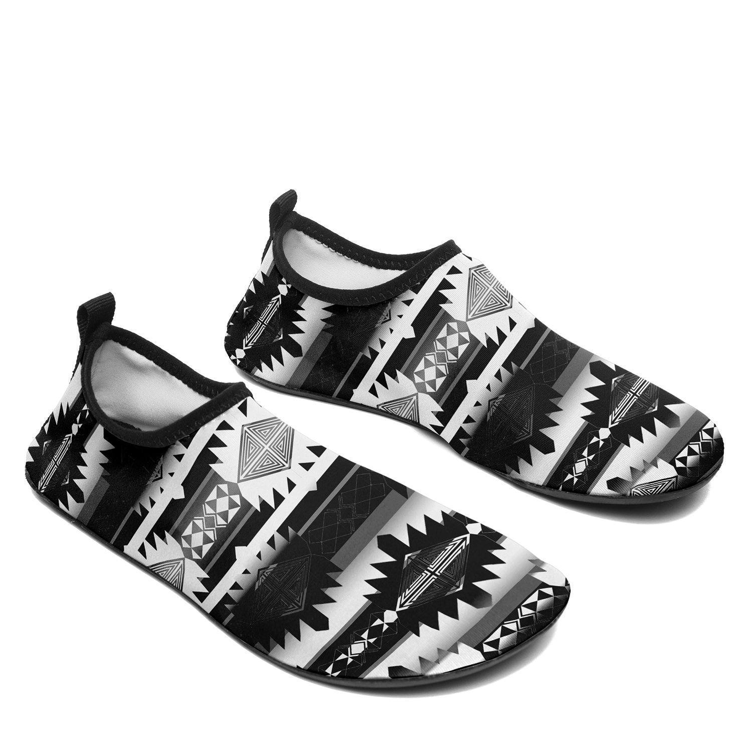 Kids Okotoks Black and White Sockamoccs Slip On Shoes