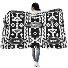 Load image into Gallery viewer, Chiefs Mountain Black and White Hooded Blanket
