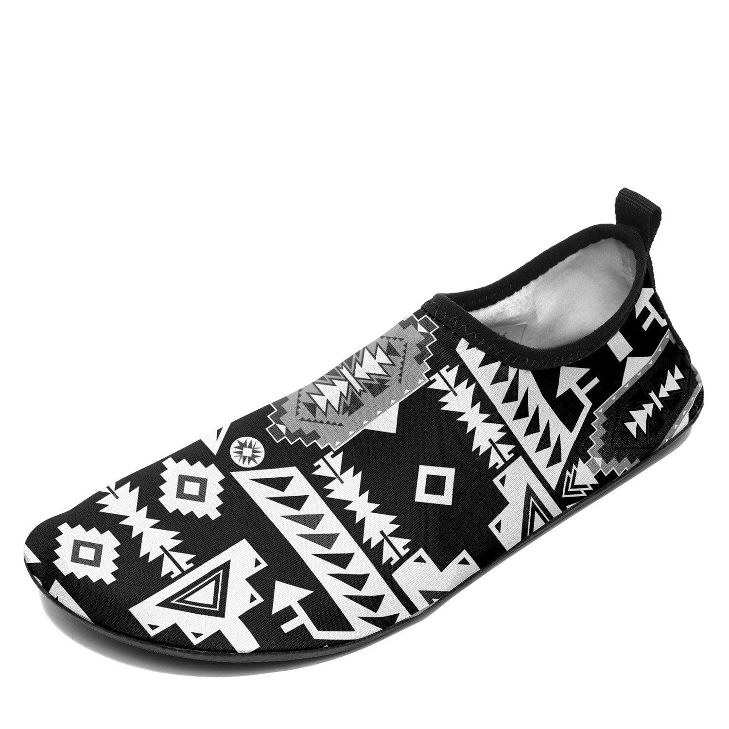 Chiefs Mountain Black and White Kid's Sockamoccs Slip On Shoes