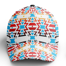 Load image into Gallery viewer, White Fire and Turquoise Snapback Hat
