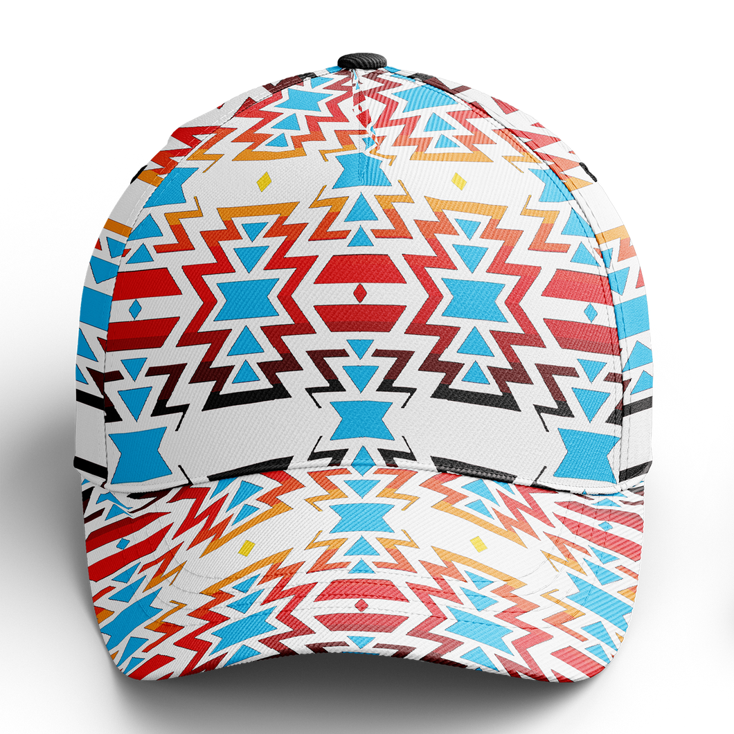 White Fire and Turquoise Snapback Hat