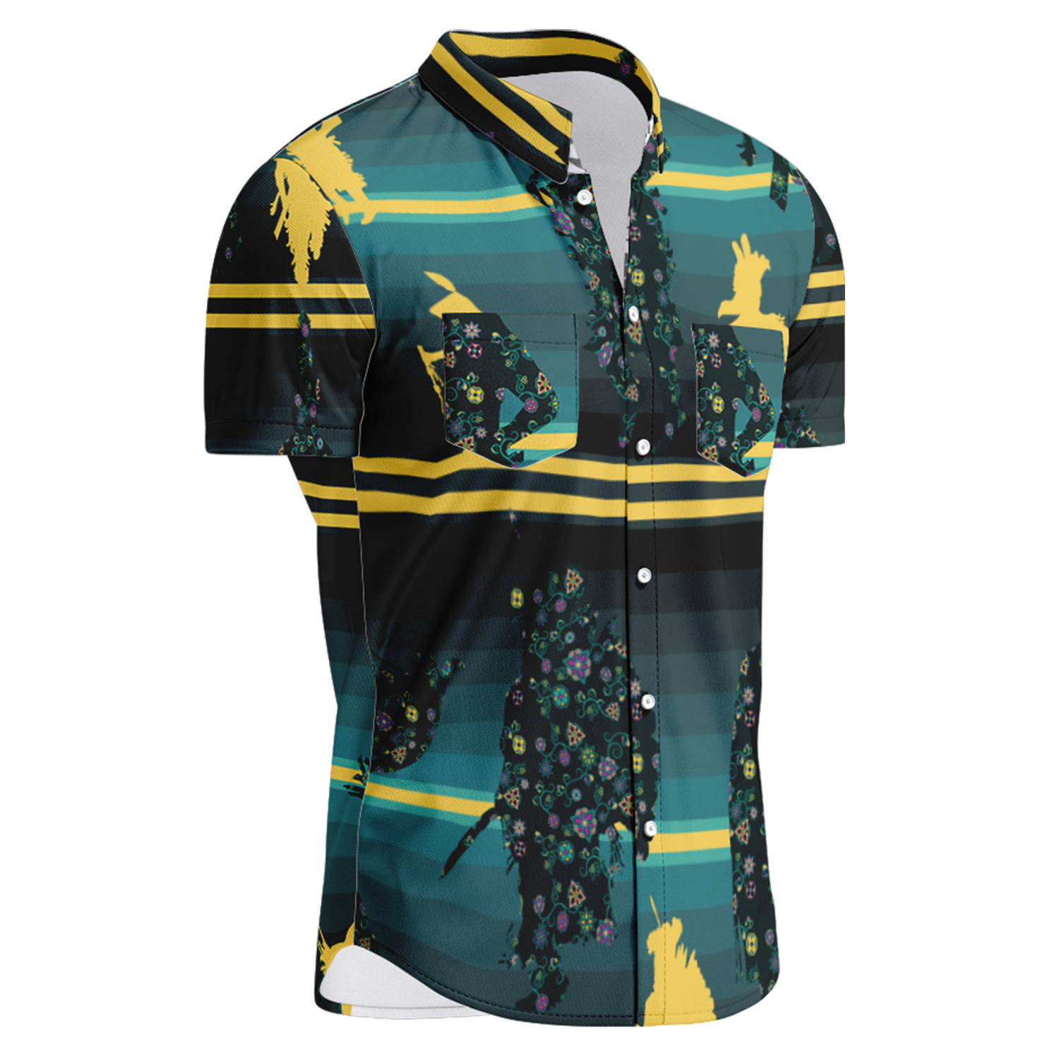 Men's Hawaiian-Style Button Up Shirt - Dancers Inspire Green