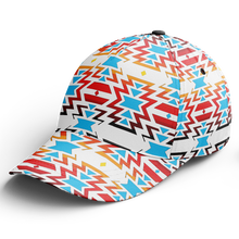 Load image into Gallery viewer, White Fire and Turquoise Snapback Hat
