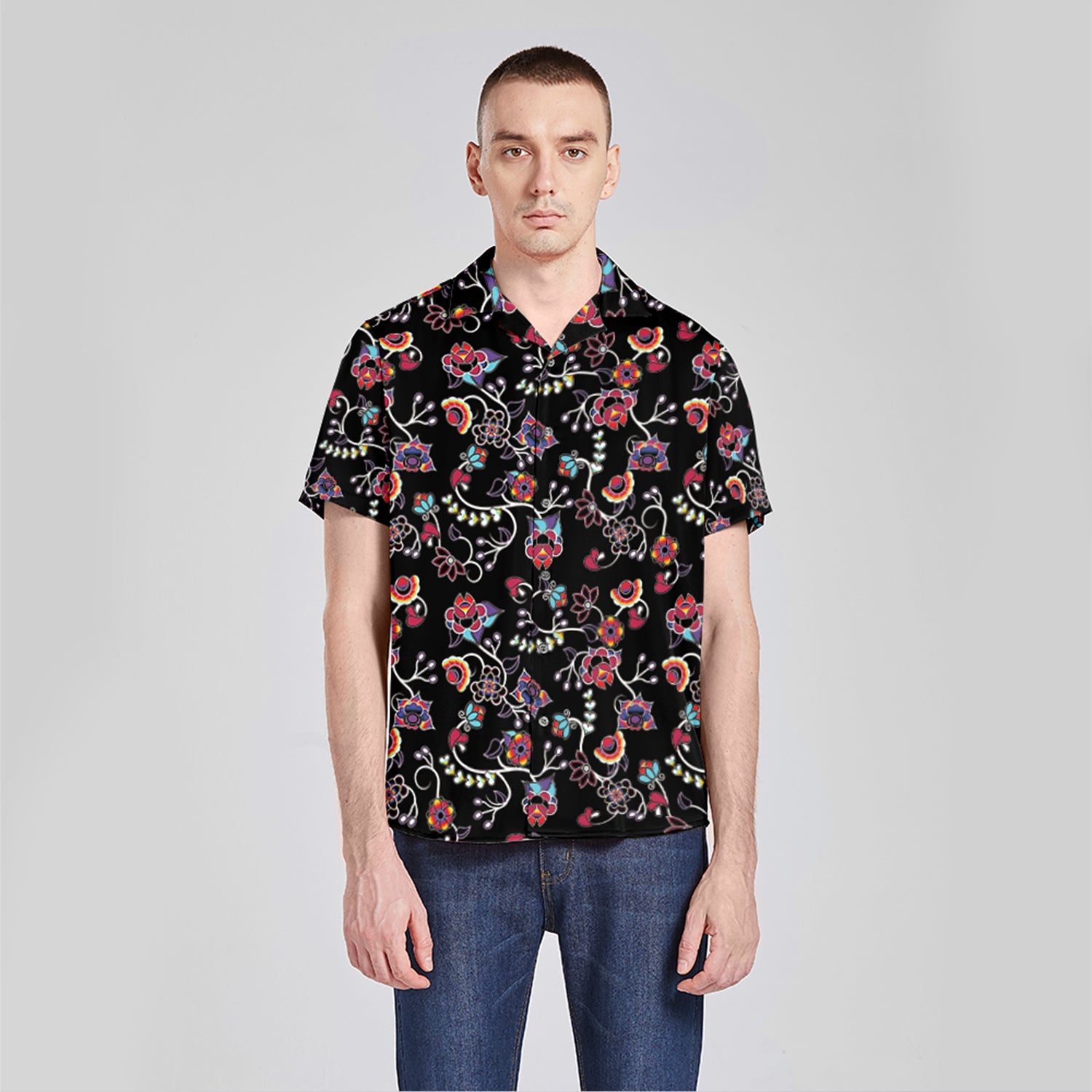 Floral Danseur Men's Casual Button Up Silk Shirt
