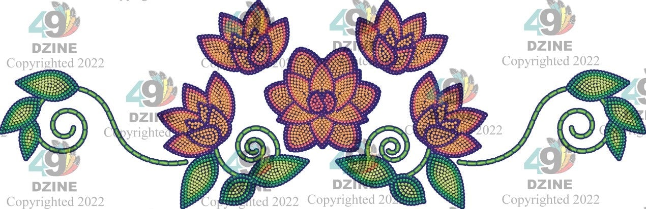 14-inch Floral Transfer - Beaded Florals Blossom
