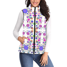 Load image into Gallery viewer, Floral Beadwork Seven Clans White Women&#39;s Padded Vest Jacket
