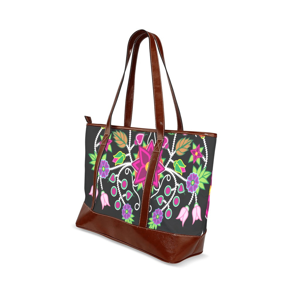 Floral Beadwork Tote Handbag
