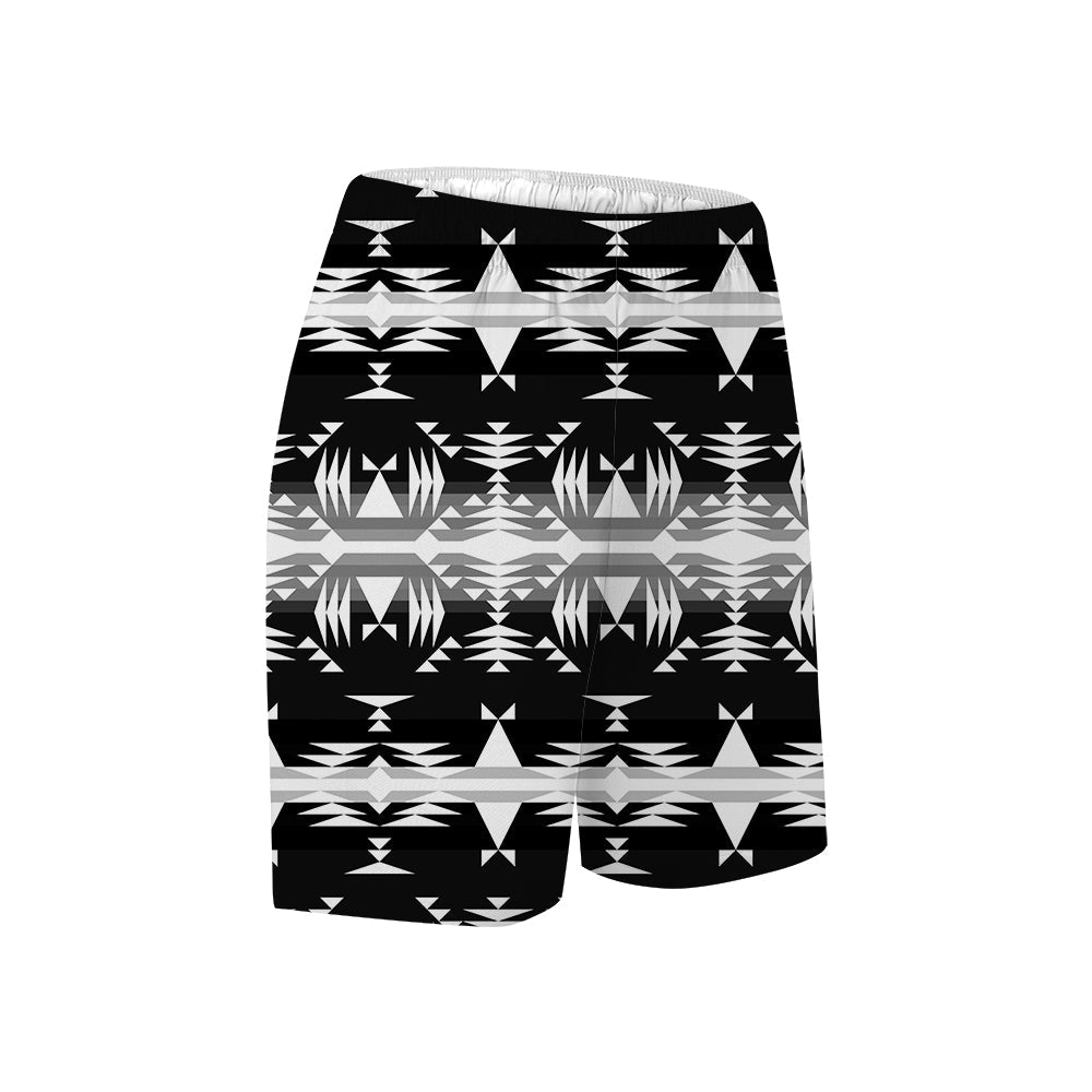 Between the Mountains Black and White Basketball Shorts
