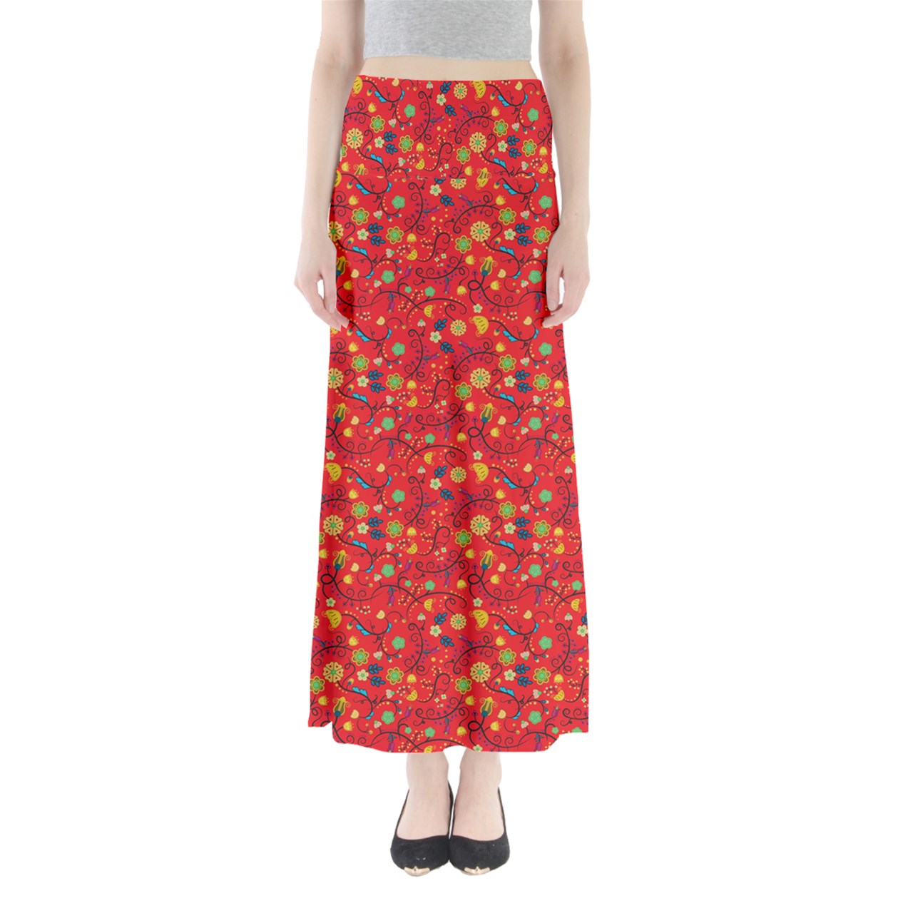 Nipin Blossom Fire Full Length Maxi Skirt