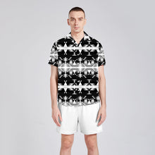 Load image into Gallery viewer, Between the Mountains Black and White Men&#39;s Casual Button Up Silk Shirt

