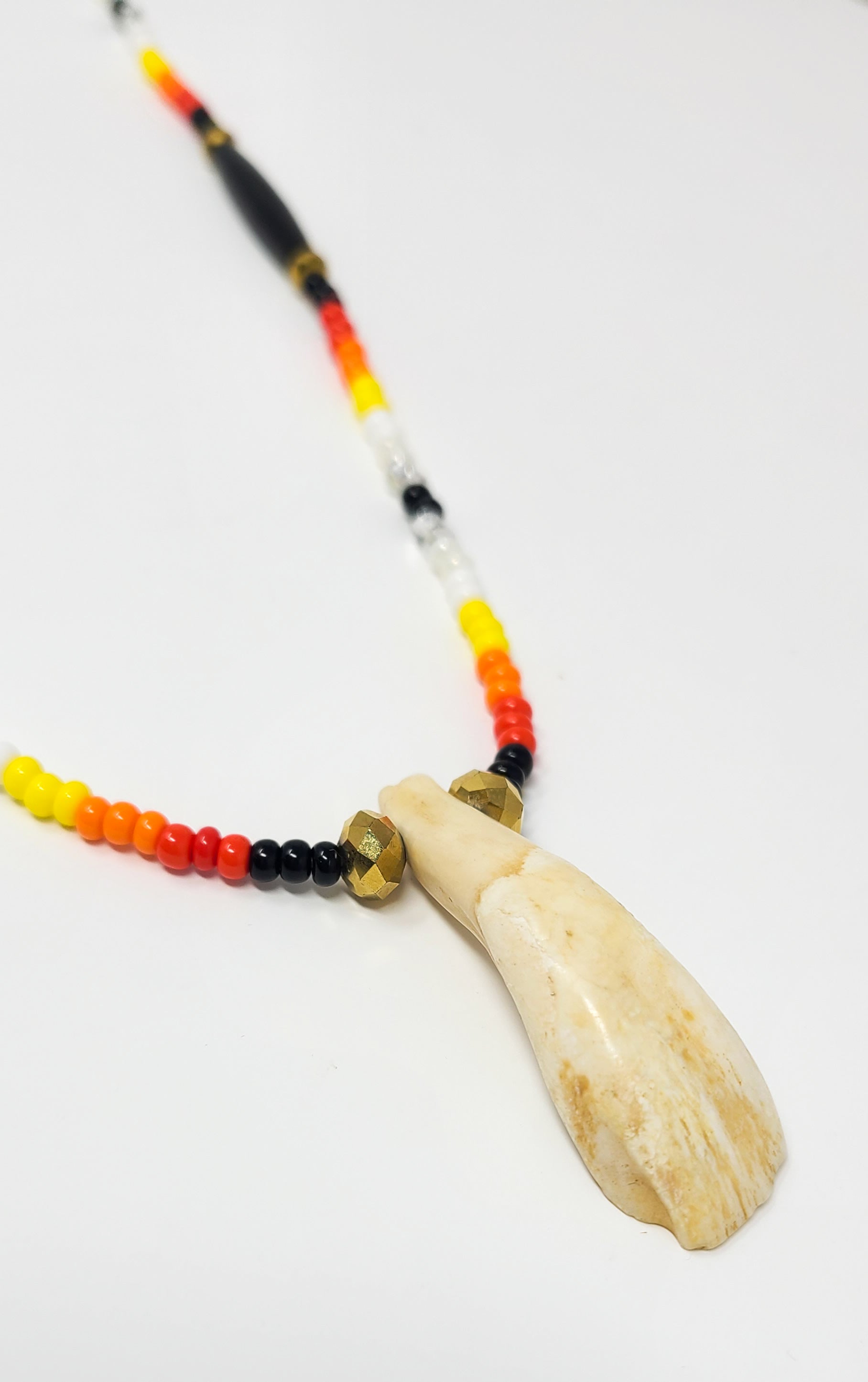 Clayton Aubichon Beaded Buffalo Tooth Necklace