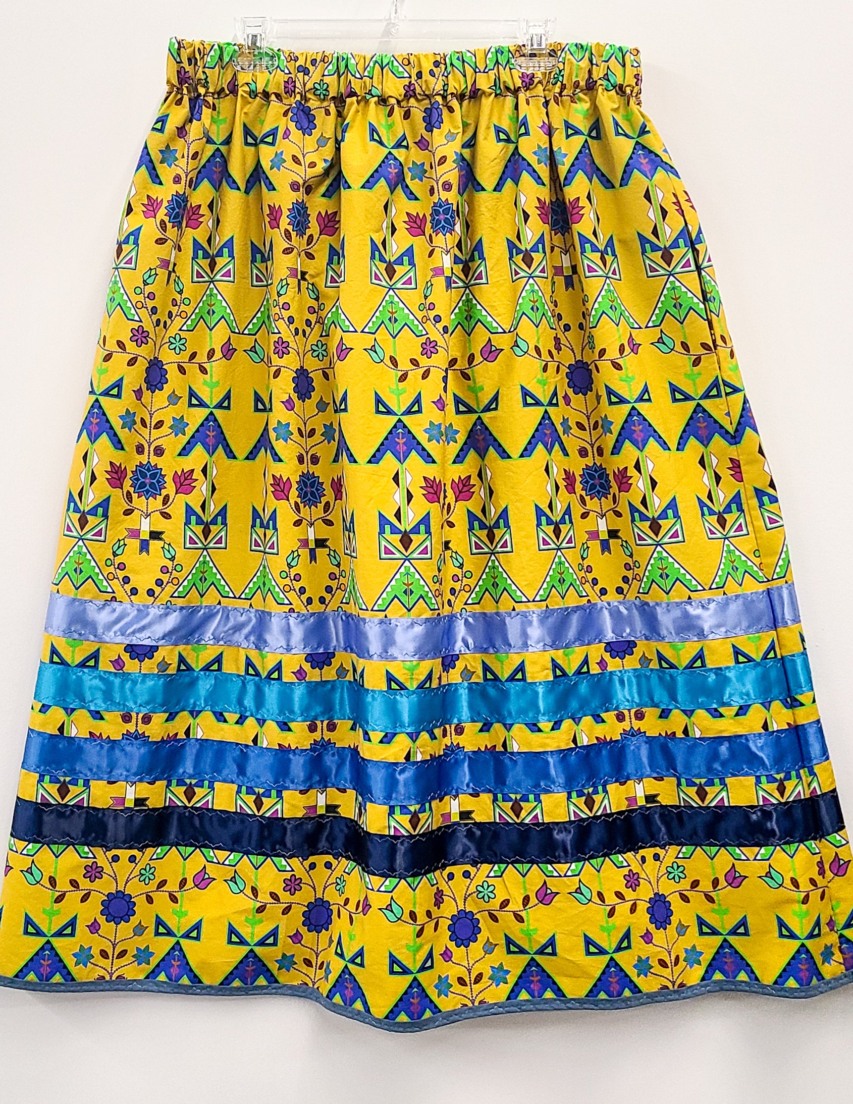 Jackie DeCoteau-Gill Handmade Ribbon Skirt- Itaopi Yellow