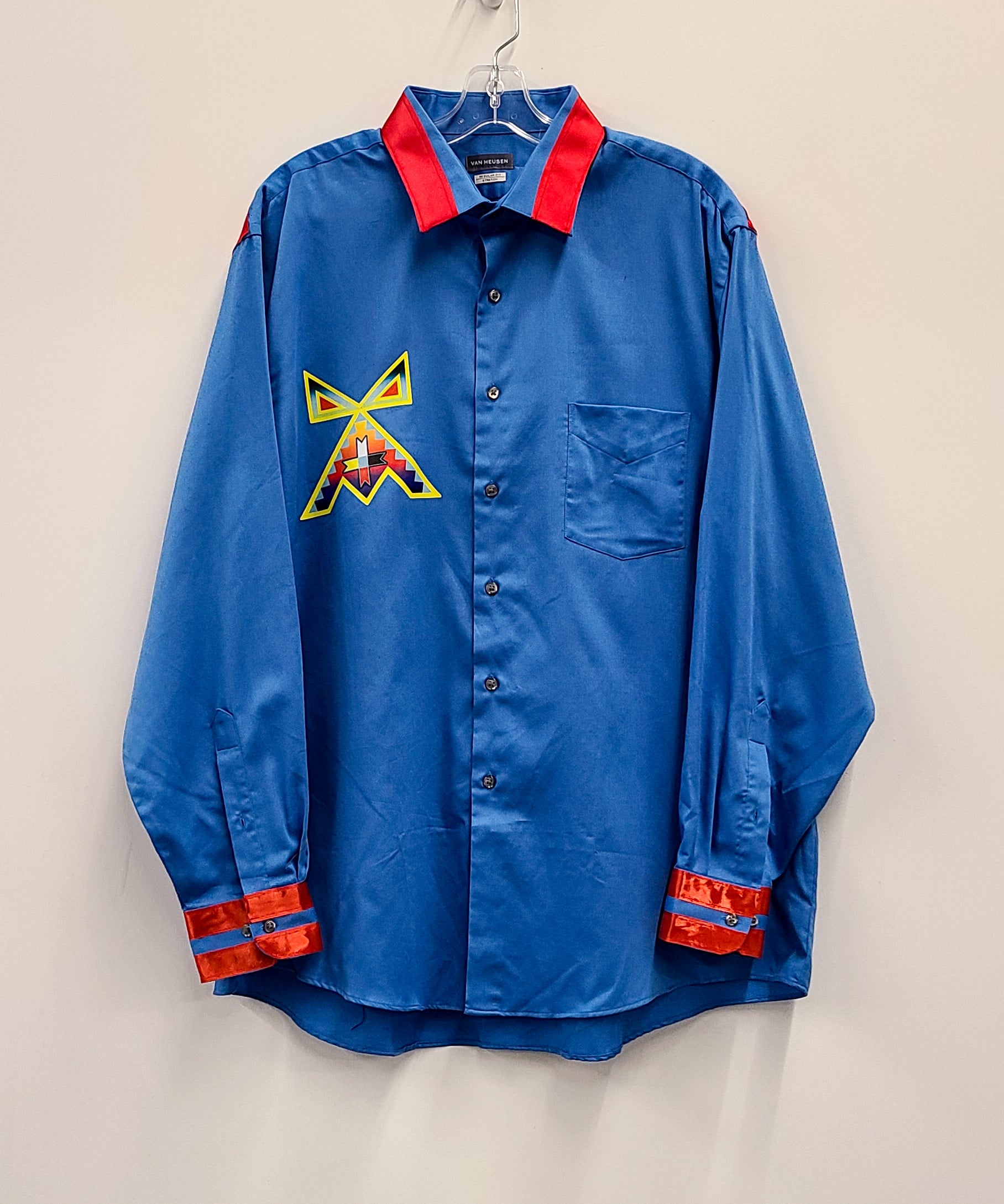 Long Sleeve Button-up Shirts with Ribbon and Heat Transfers