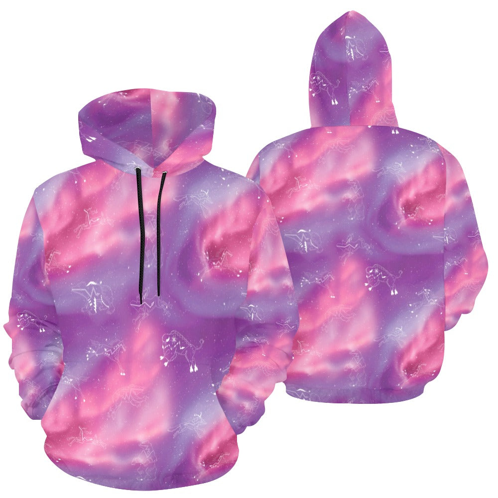 Animal Ancestors 7 Aurora Gases Pink and Purple All Over Print Hoodie for Women