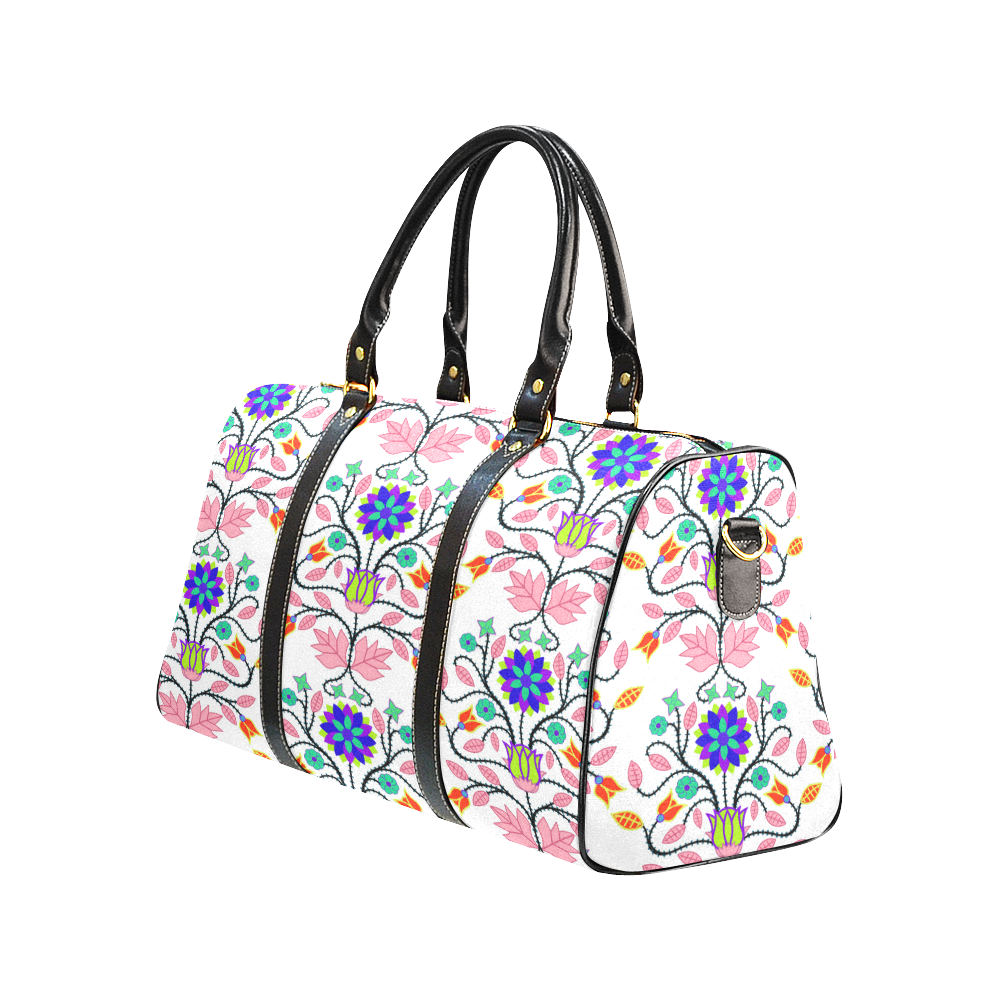 Floral Beadwork Four Clans White Waterproof Travel Bag