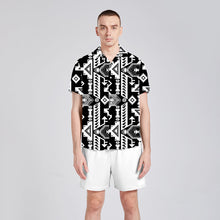Load image into Gallery viewer, Chiefs Mountain Black and White Men&#39;s Casual Button Up Silk Shirt
