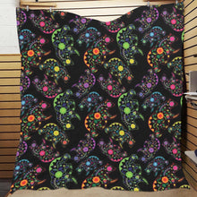 Load image into Gallery viewer, Neon Floral Bears Quilt 70&quot;x80&quot;
