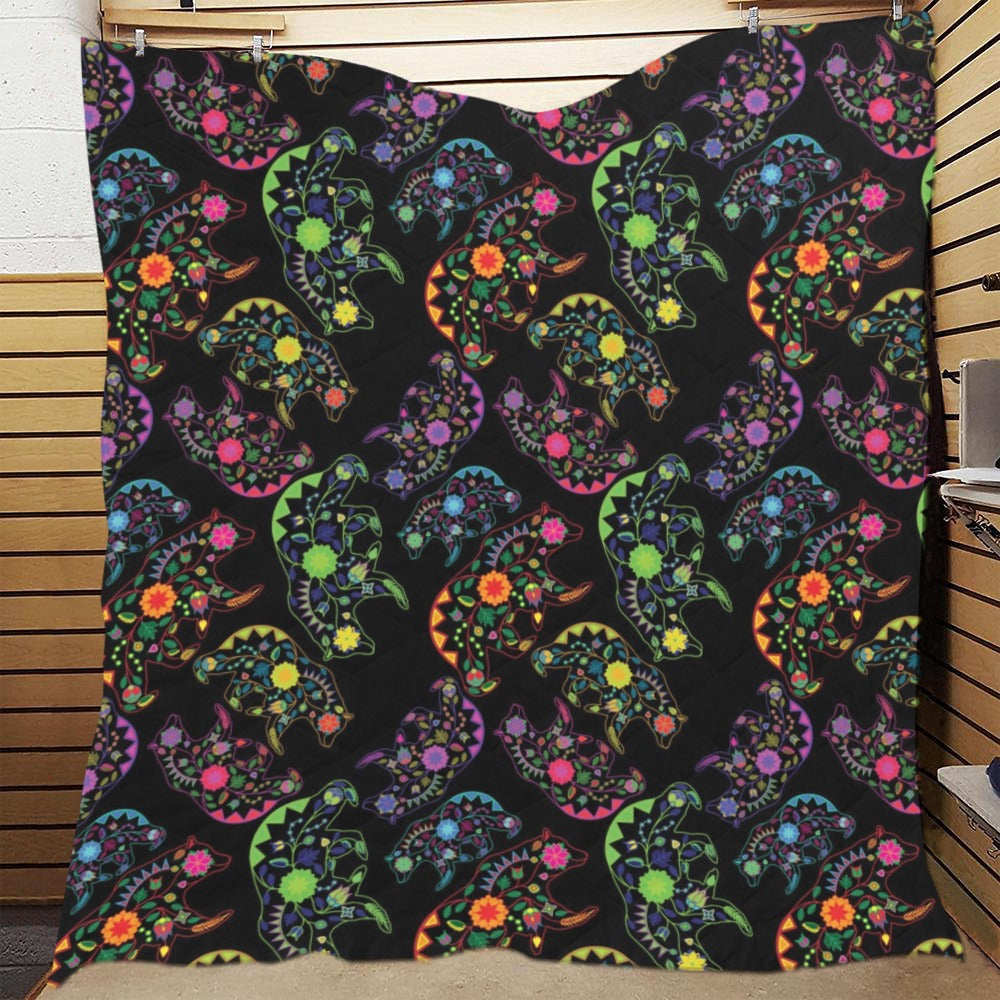 Neon Floral Bears Quilt 70