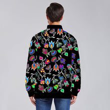 Load image into Gallery viewer, Indigenous Paisley Black Unisex Collar Zipper Jacket
