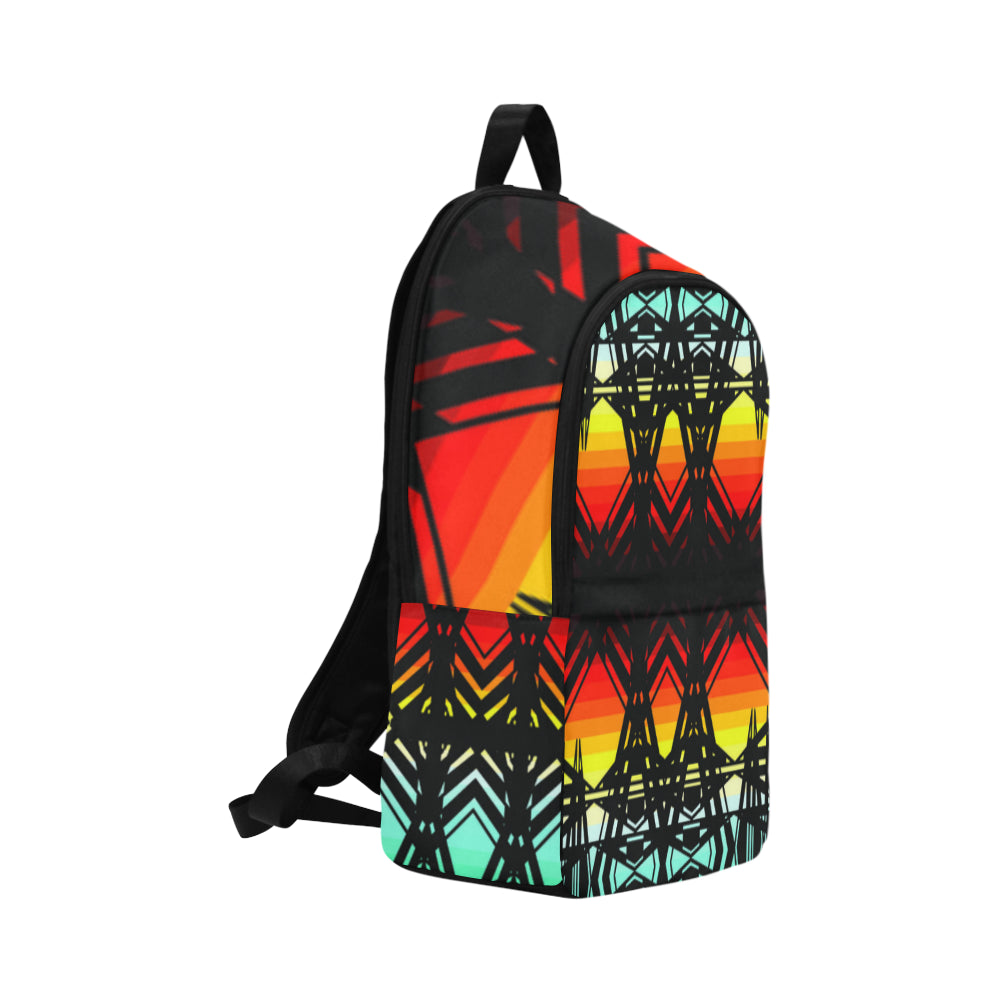 Fire and Turquiose Fabric Backpack for Adult (Model 1659)