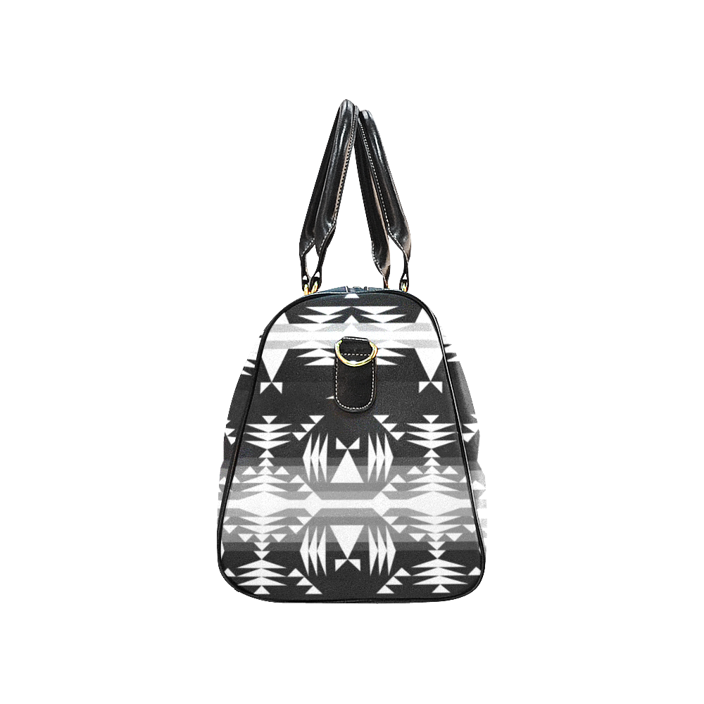 Between the Mountains Black and White Waterproof Travel Bag