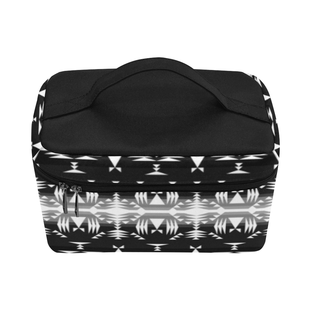 Between the Mountains Black and White Cosmetic Bag/Large