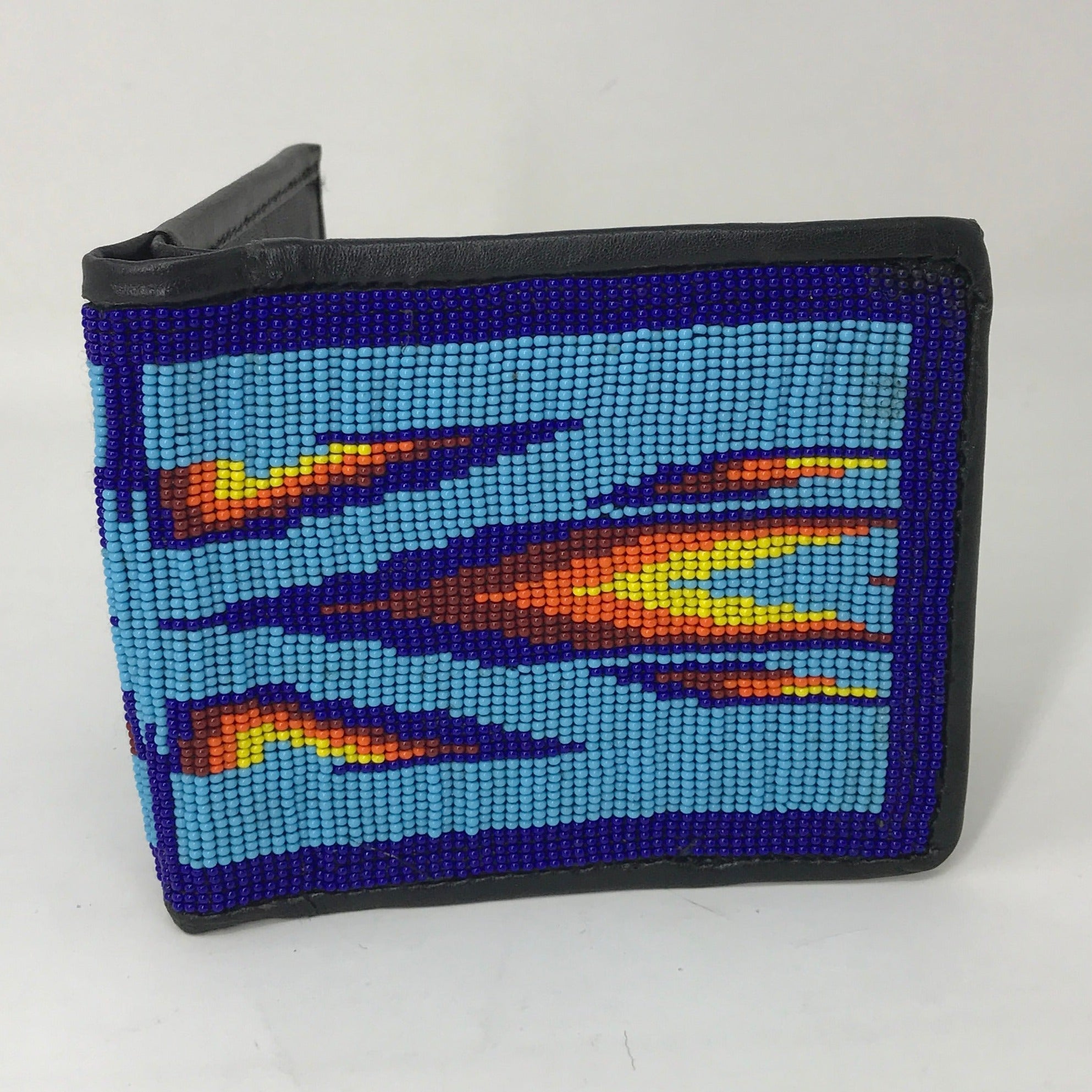 Beaded Wallet - Baby Blue and Fire Colours
