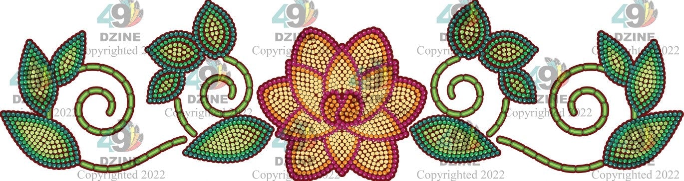 14-inch Floral Transfer - Beaded Florals Fire