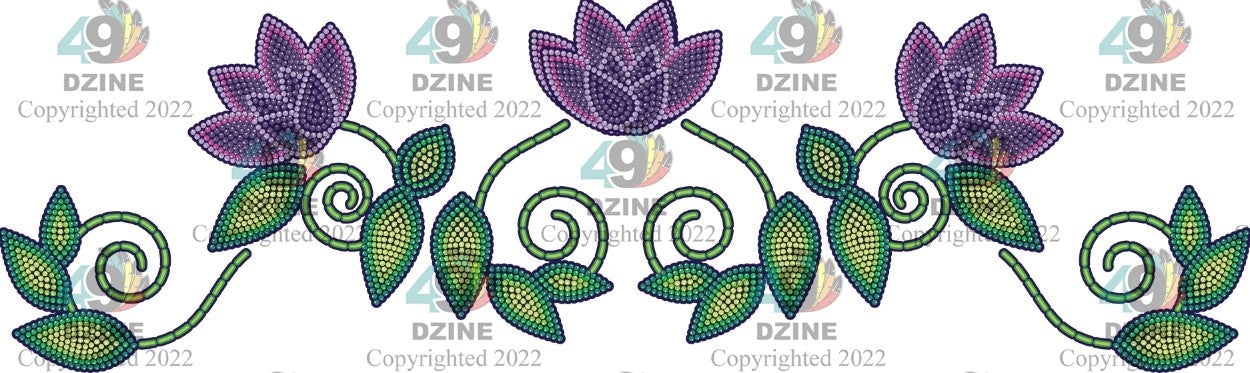 Glitter 11-inch Floral Transfer - Beaded Florals Wild