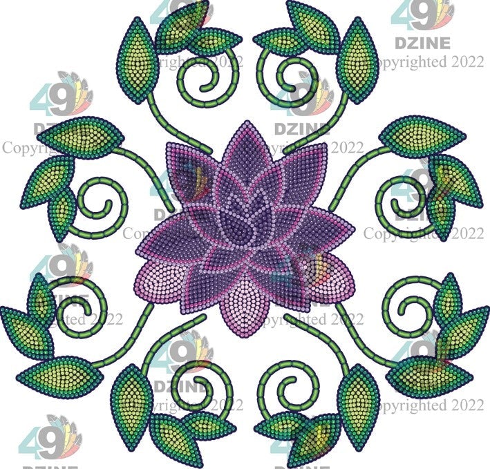 Glitter 11-inch Floral Transfer - Beaded Florals Wild