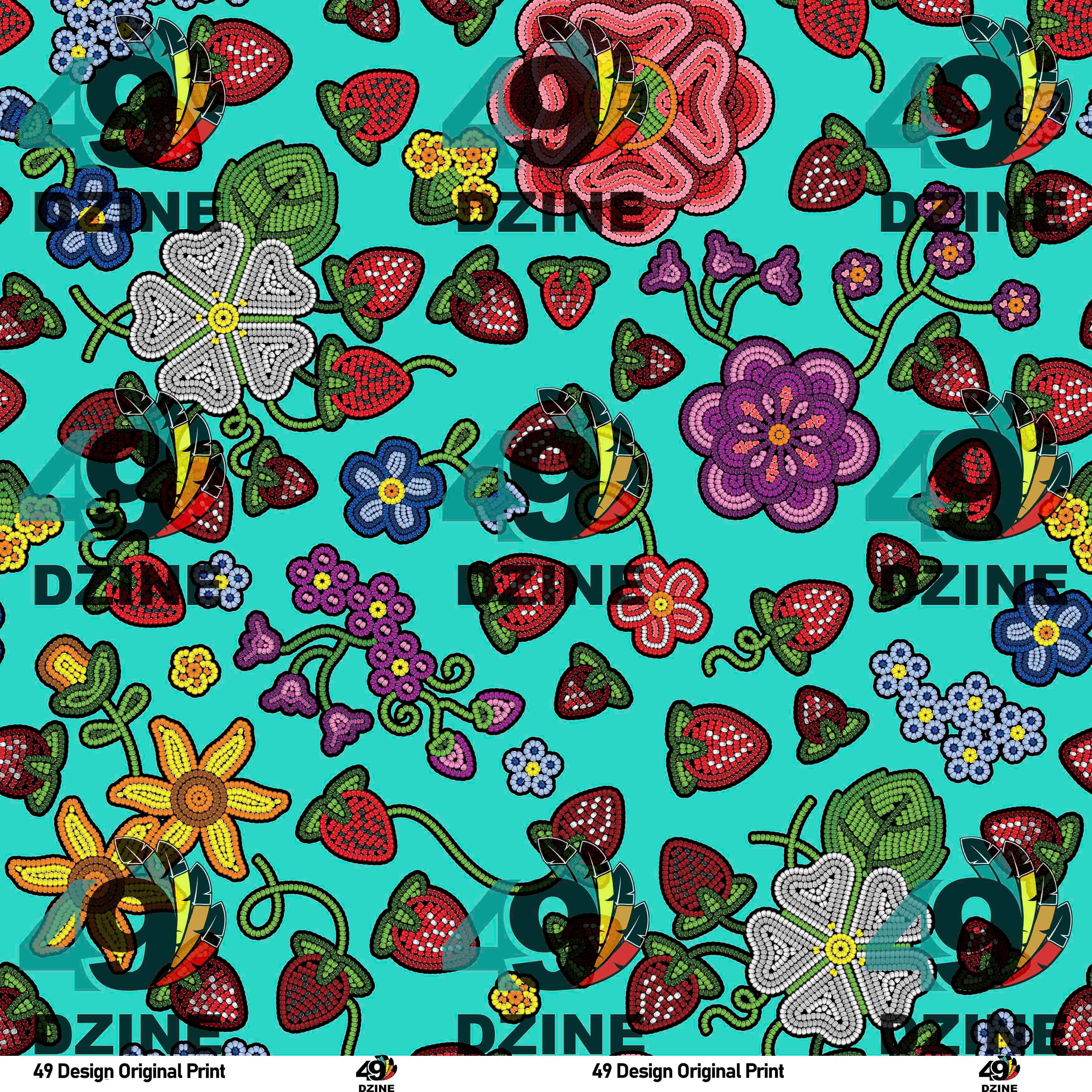 Berry Pop Turquoise Cotton Fabric