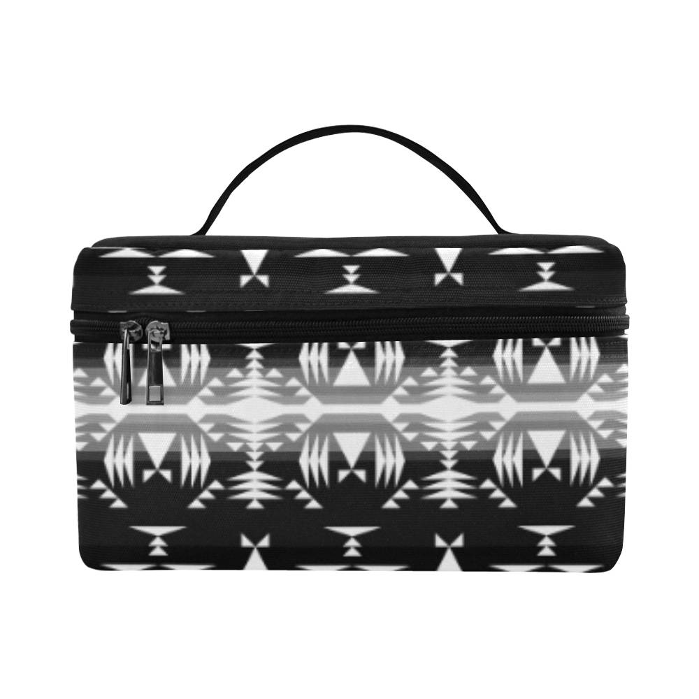 Between the Mountains Black and White Cosmetic Bag/Large