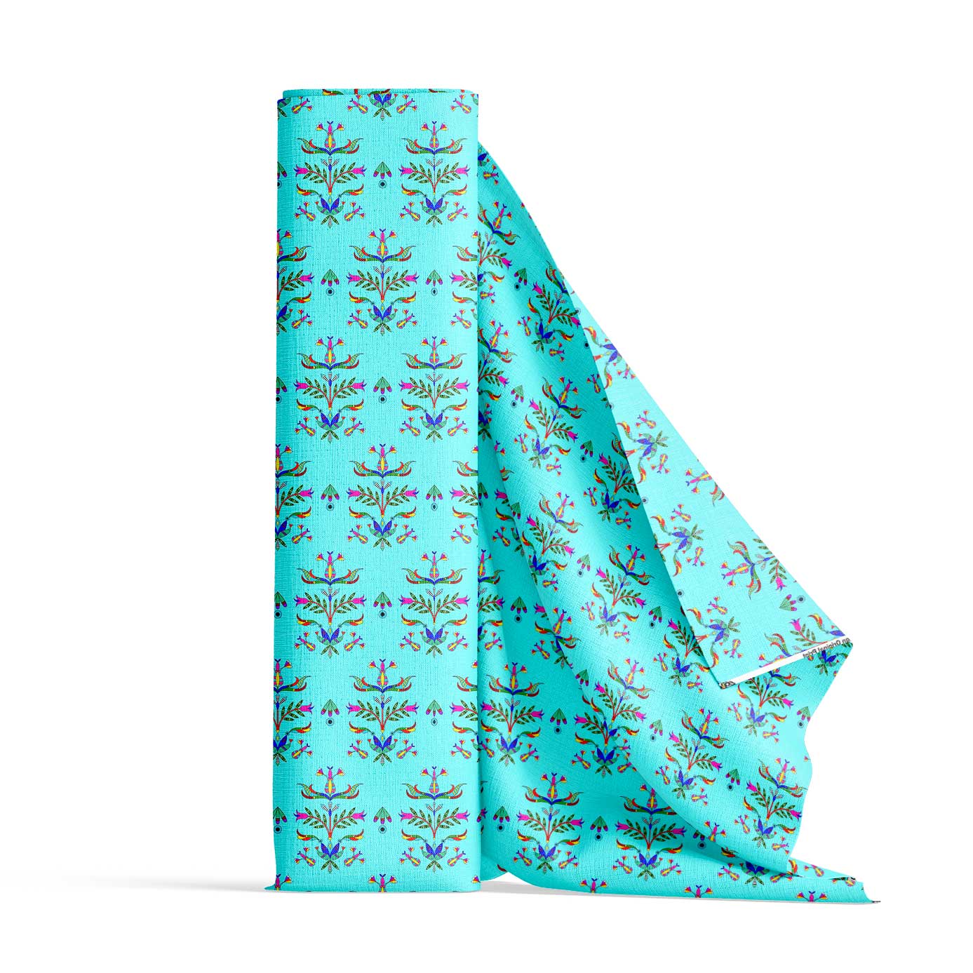 Dakota Damask Turquoise Cotton Fabric