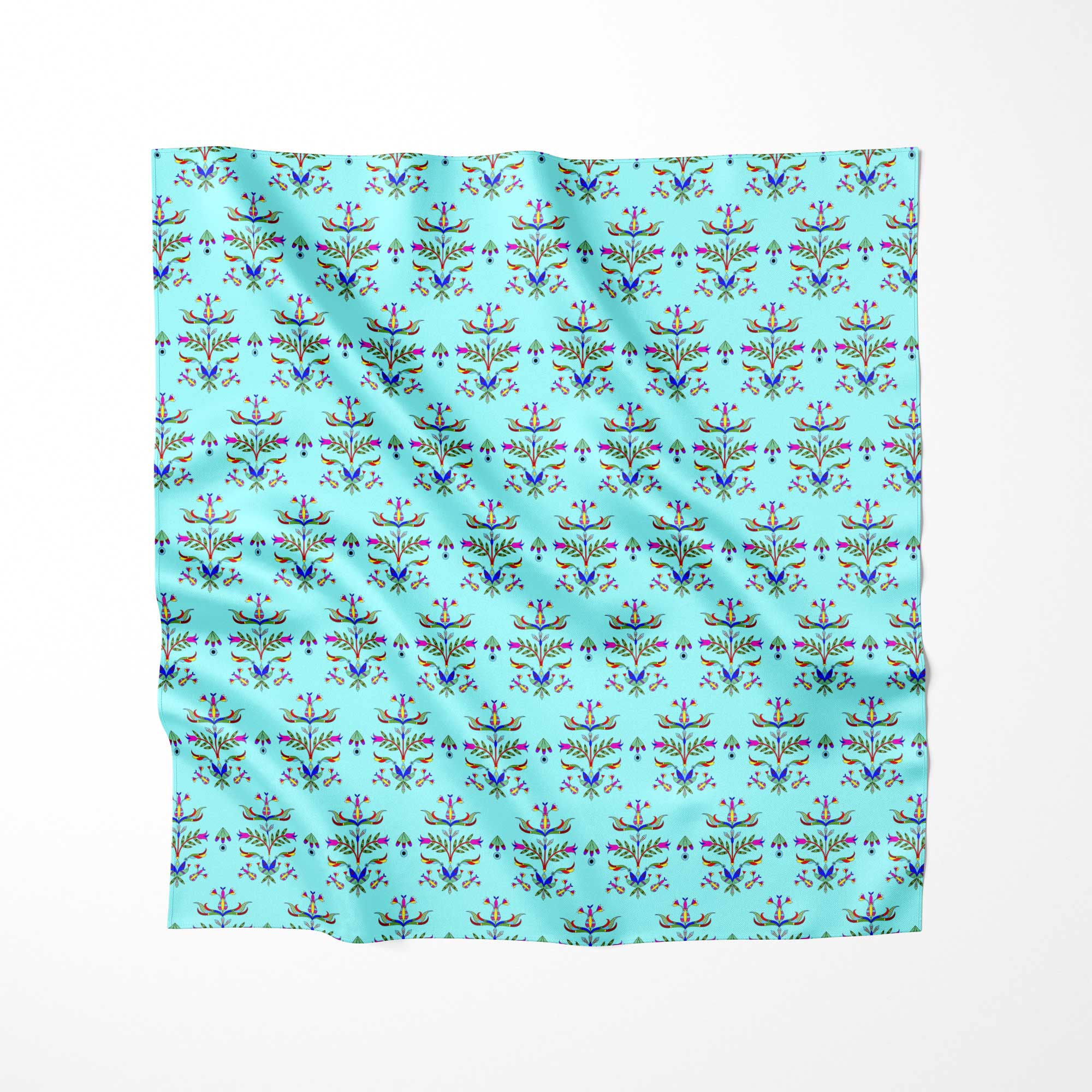 Dakota Damask Turquoise Cotton Fabric