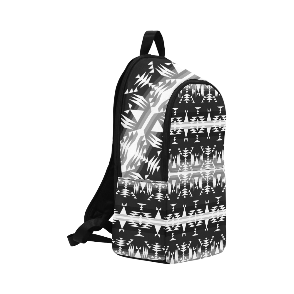 Between The Mountains Black and White Backpack