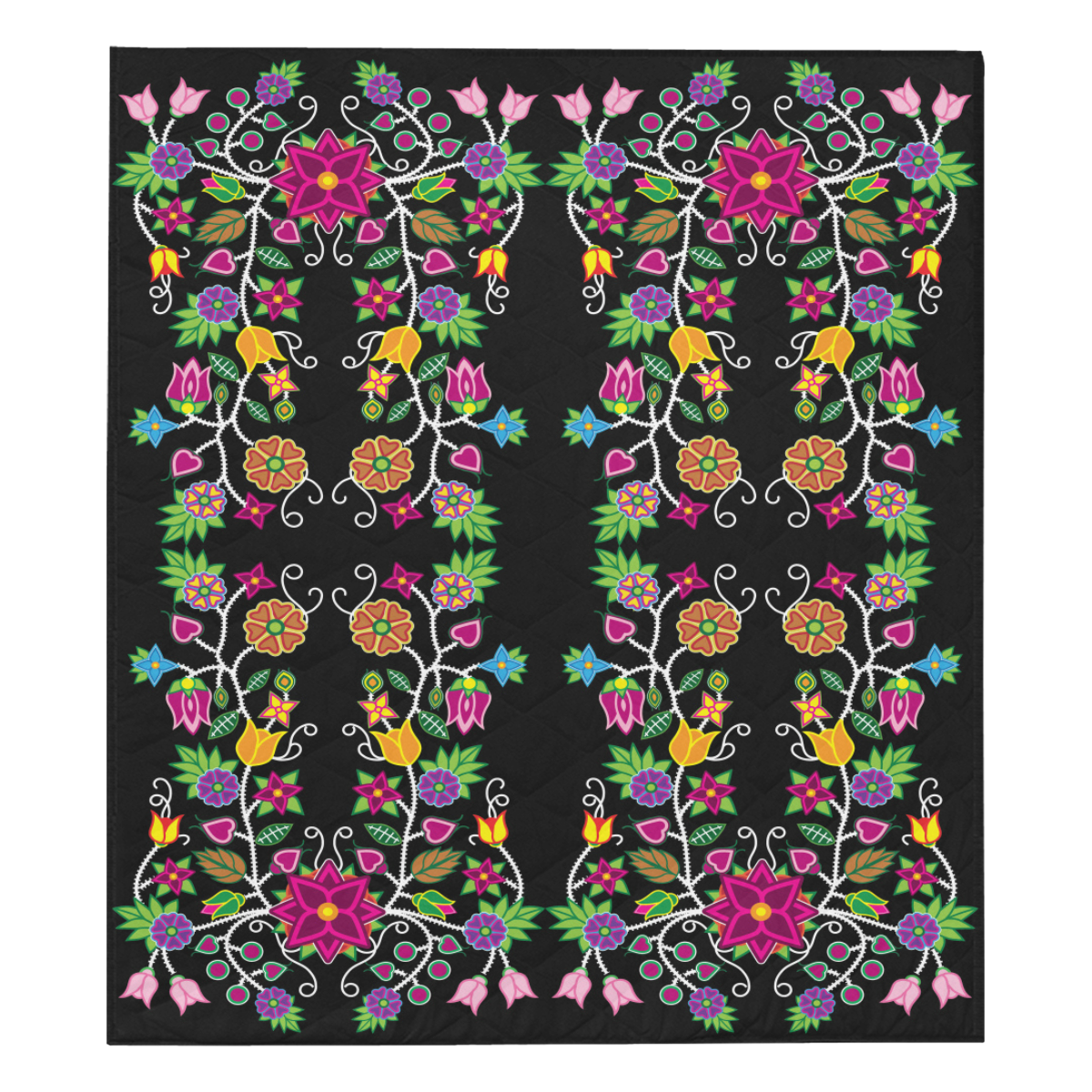Floral Beadwork Quilt 70"x80"