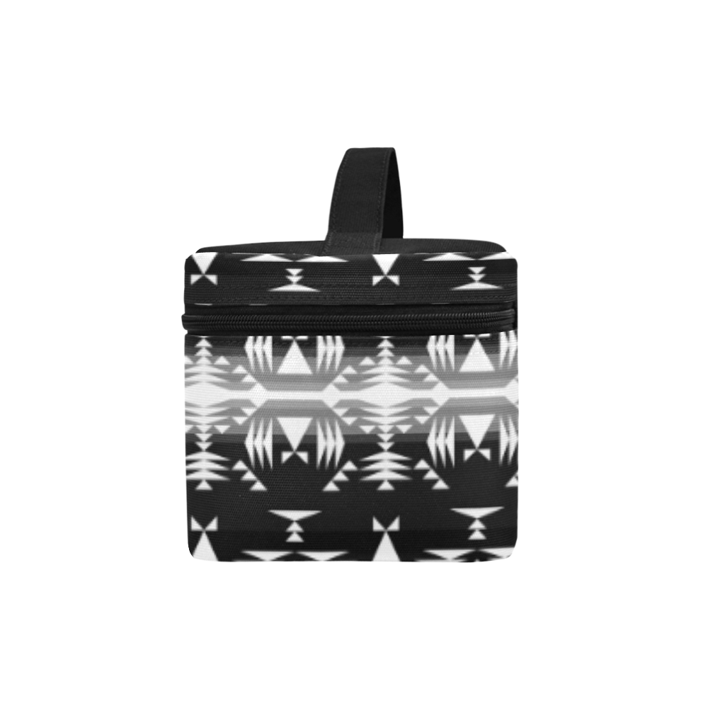 Between the Mountains Black and White Cosmetic Bag/Large