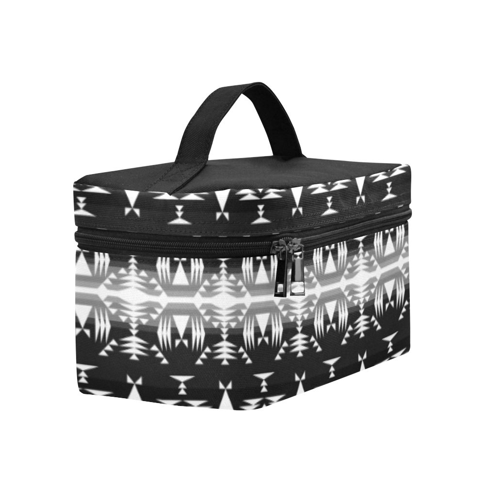 Between the Mountains Black and White Cosmetic Bag/Large