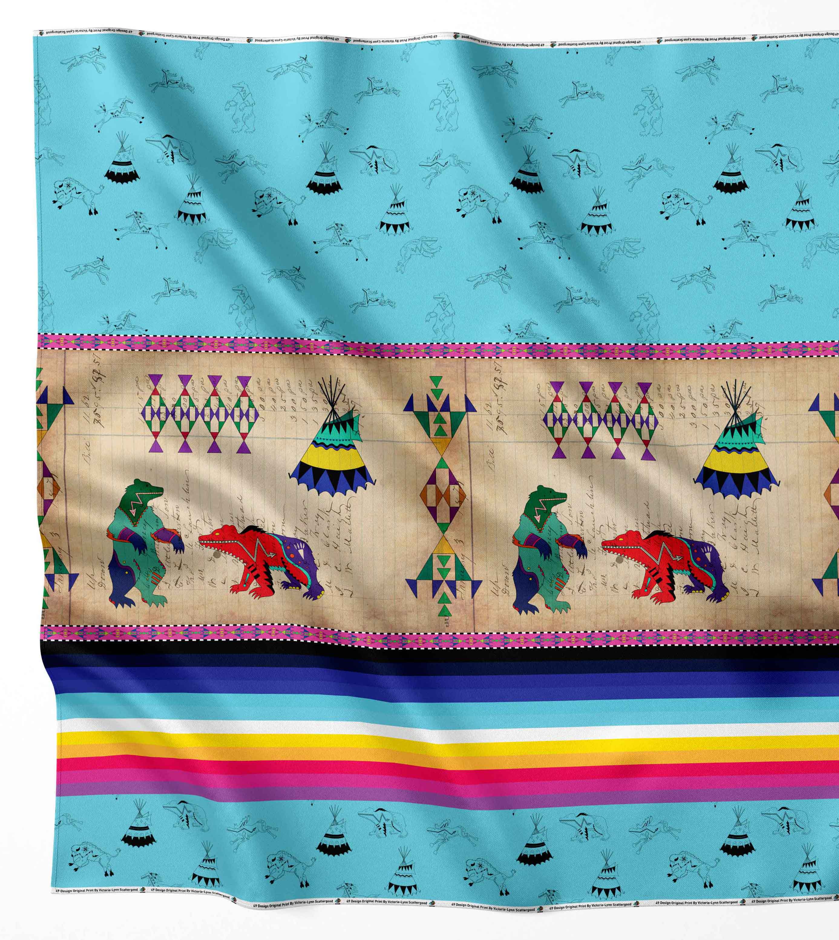 Ledger Bears Sky Cotton Fabric