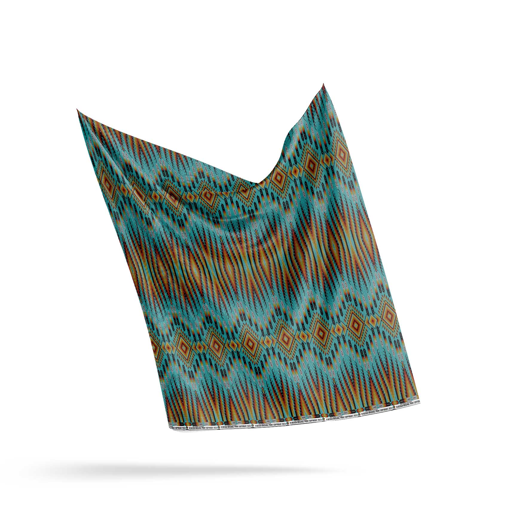 Fire Feather Turquoise 56 Inch Cotton Poplin