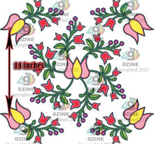 Load image into Gallery viewer, 14-inch Floral Transfer - Fleur Indigine Roses
