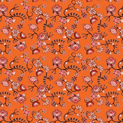 Floral Amour Orange Cotton Poplin Fabric By the Yard