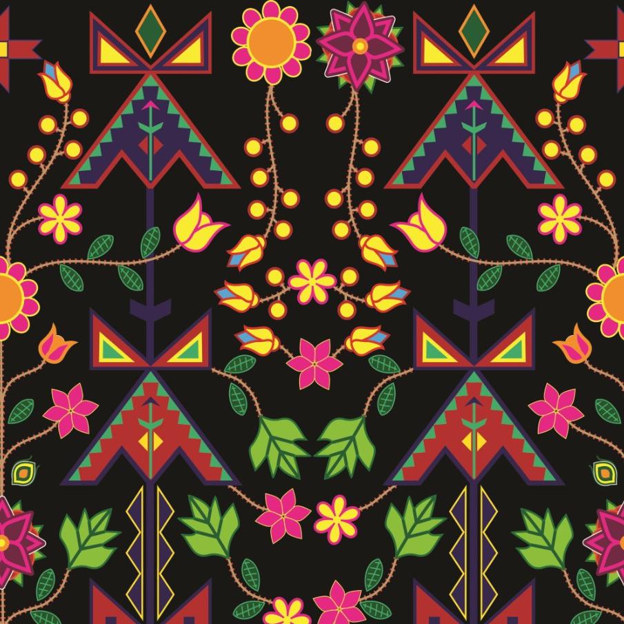 Floral and Geometric Dance 02 Cotton Fabric