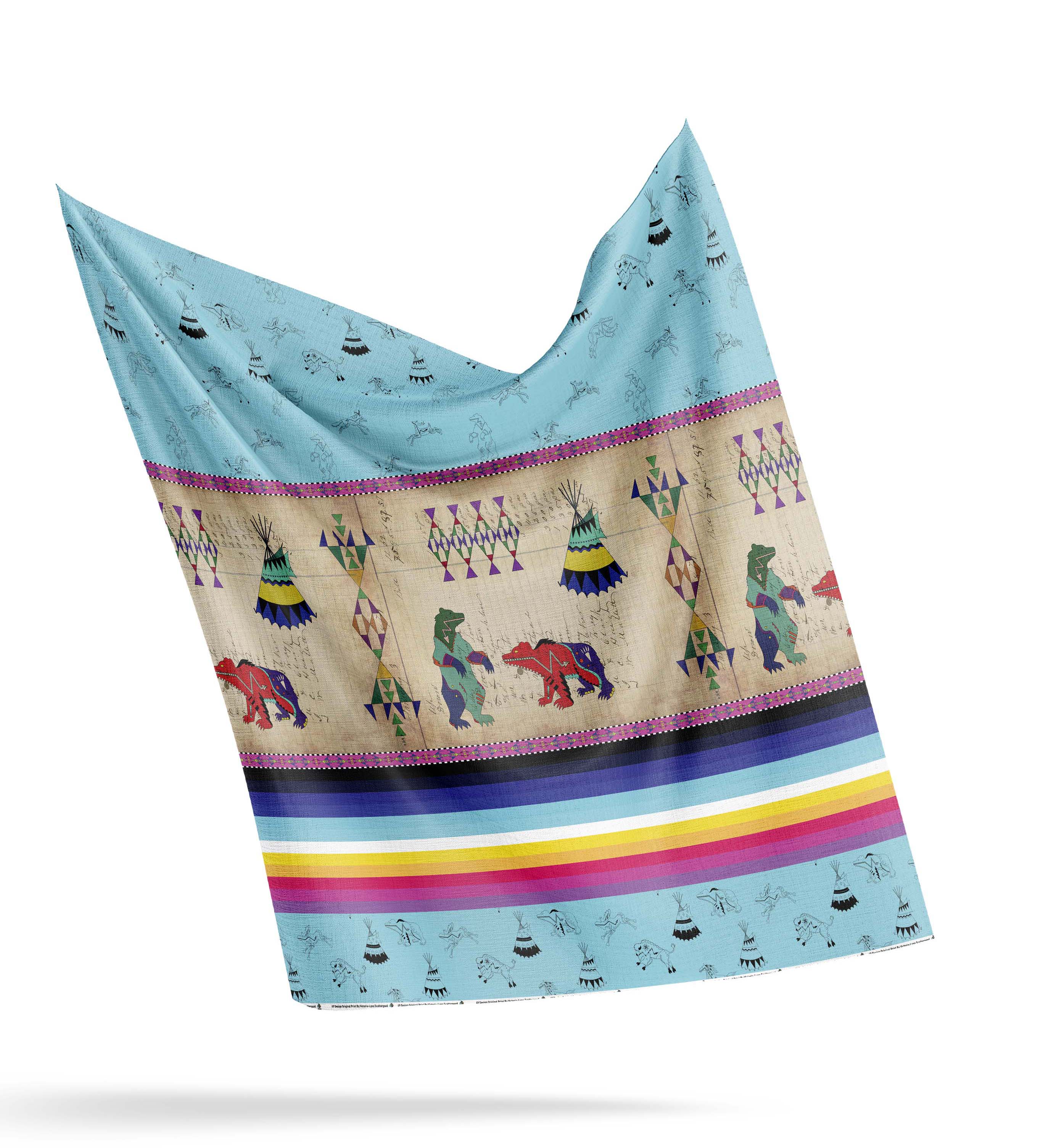 Ledger Bears Sky Cotton Fabric